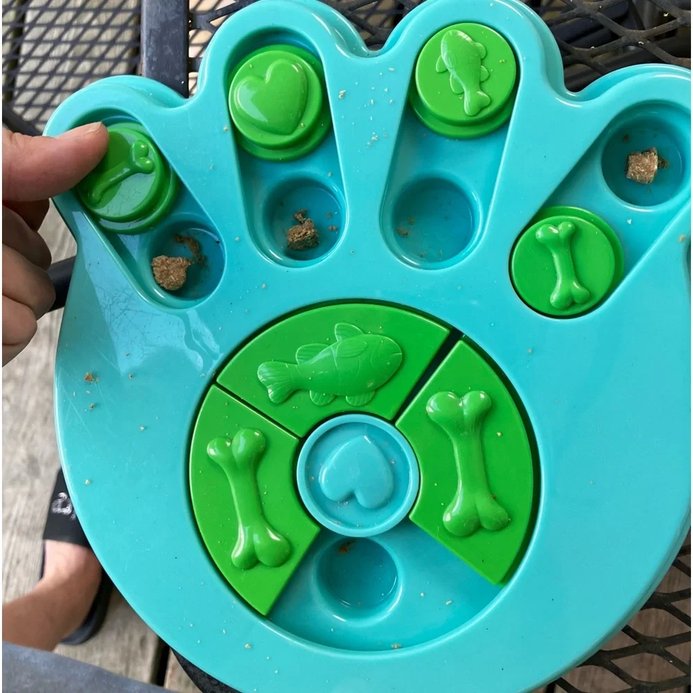 Dog Puzzle Paw Print Pet Toy, Hide & Seek the Treats Game, Puppy Cat Guinea Pig